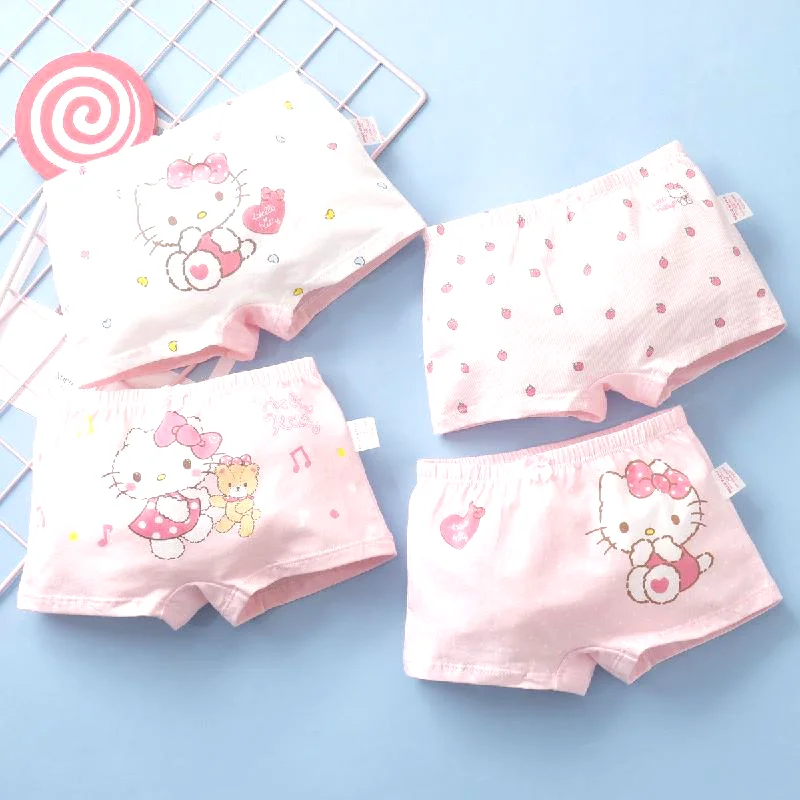 Hello Kitty Herbst Mädchen antibakterielle flache Eckunterwäsche Sanlio reine Baumwolle atmungsaktive Baby niedliche Cartoon bedruckte Unterwäsche