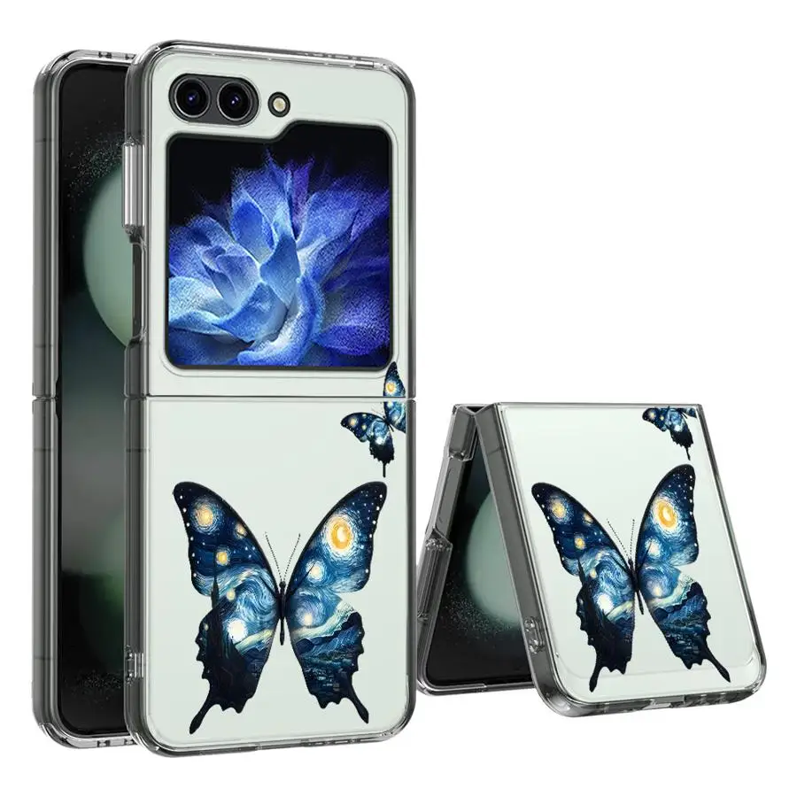 Case for Samsung Galaxy ZFlip 7 ZFlip3 Z Flip 7 6 5 4 3 ZFlip4 ZFlip7FE ZFlip5 ZFlip6 Hard Phone Cover Creative Butterfly Art