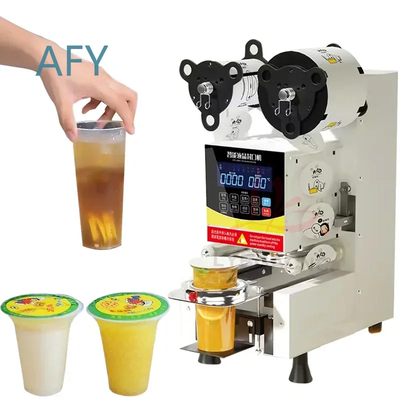 Full Automatic Cup Sealer for Milk Tea Shop for Bubble Tea Plastic Paper Cup Sealing Machine Electric Film Wrapping Sealer