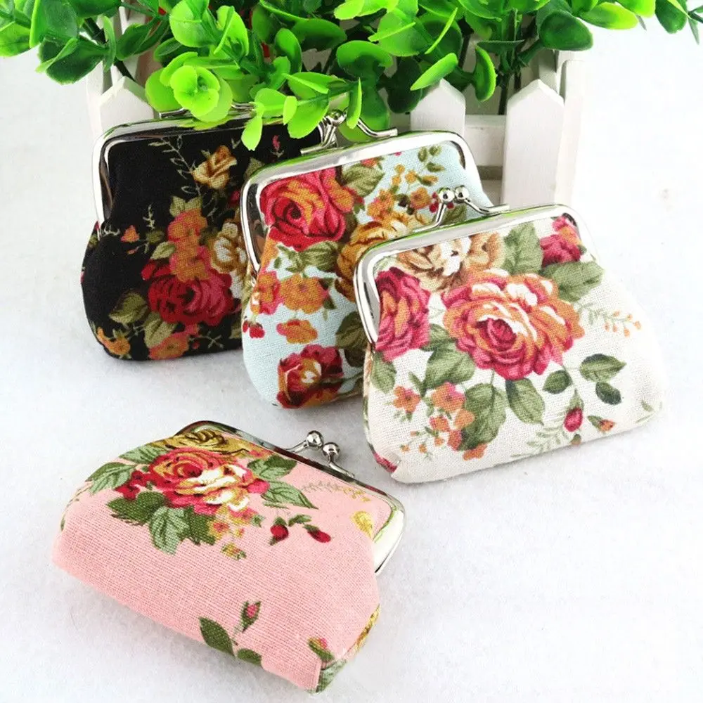 Lady Women  Hasp Retro Vintage Flower Small Wallet Coin Purse Clutch Bag Credit Card Holder
