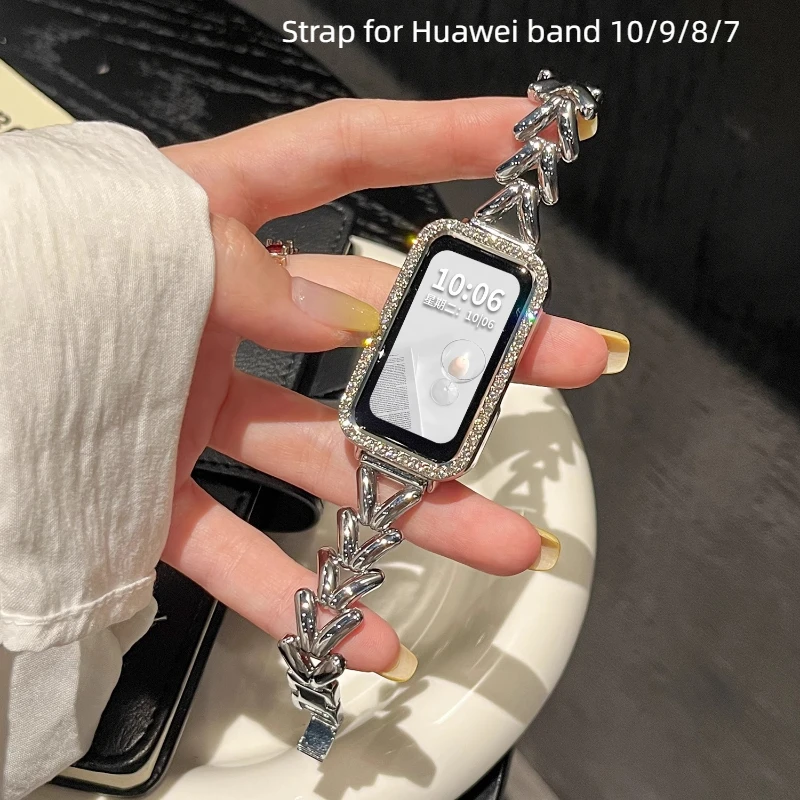 

Metal Strap For Huawei band 10/9/8/7 Sport Watchband For Honor band 9 Fashion Woman Wristband Smartwatch Correa Bracelet