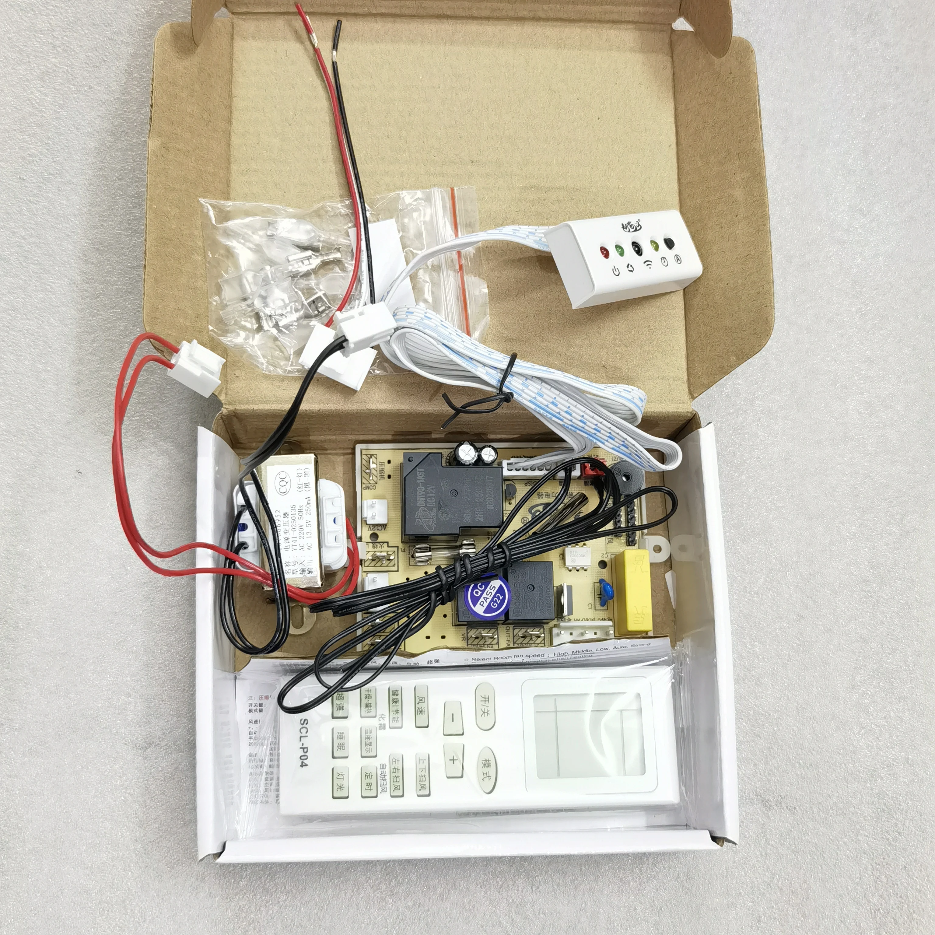 ユニバーサルエアコン変換ボード,ファン付きマザーボード,スタートコンデンサ,コントロールパネル,SCL-U09PGプラス