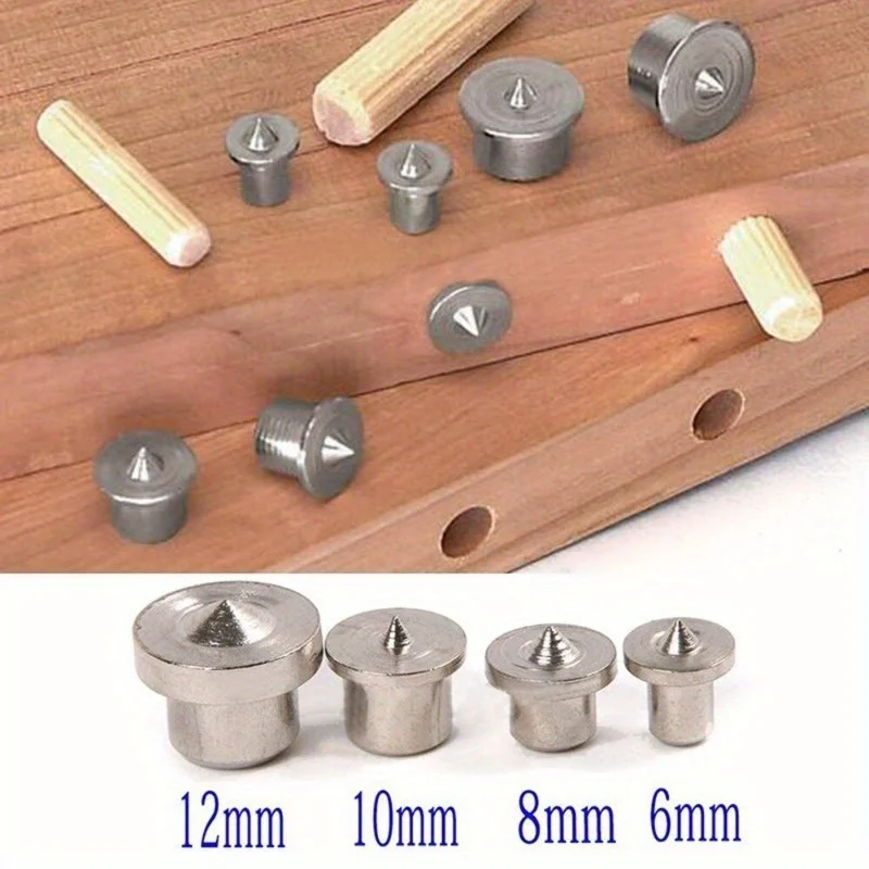 8Pcs 6-12mm Dowel Tenon Center Point Set Woodworking Alignment Pin Joint Locator Dowelling Hole Marker Tool for Wood Timber