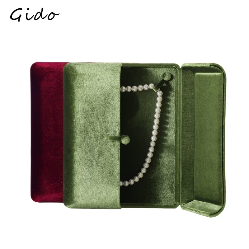 High-grade Velvet Large Pearl Necklace Box Jewelry Gift Storage Packaging Box Caja Para Conjunto De Joyas