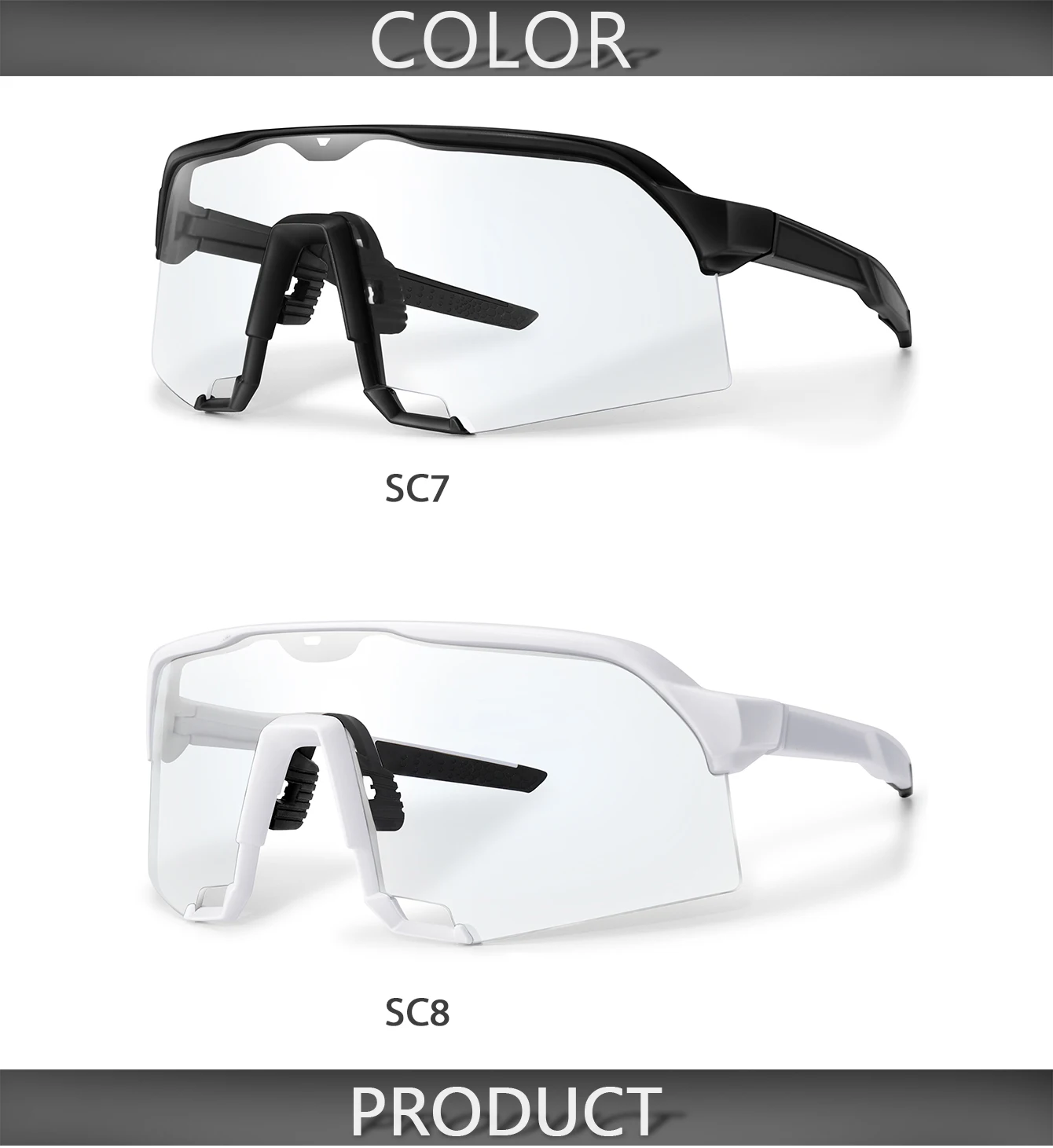 Mode Photochrome Sonnenbrille für Männer Frauen Outdoor Mtb Fahrrad Radfahren Laufen Brillen Winddichte Brille Oversize Shades – Detail 3
