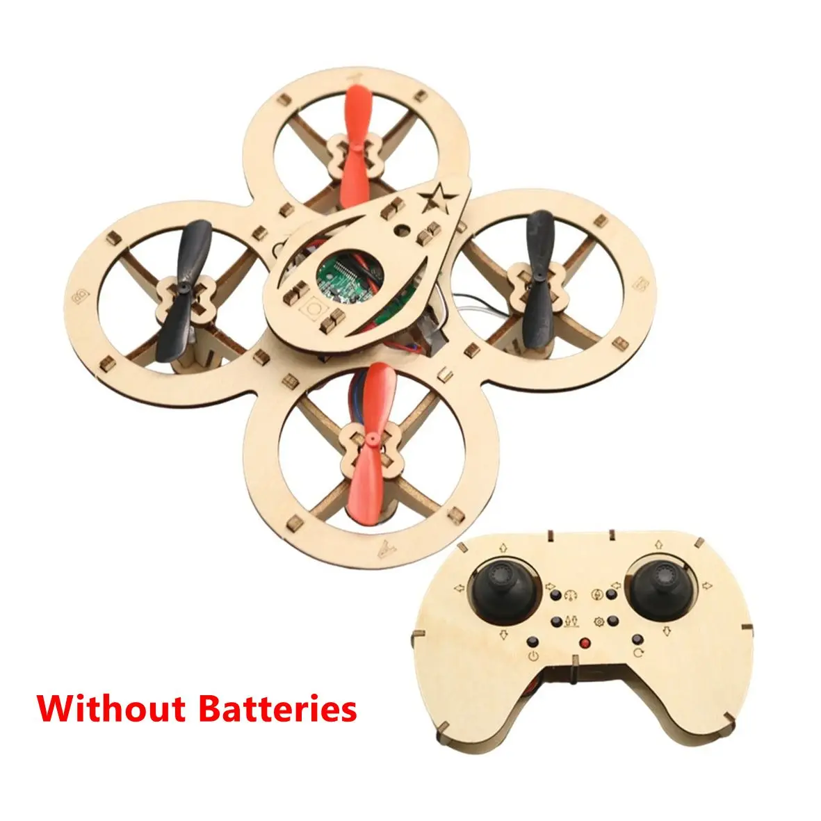 Wooden DIY Quadcopter Remote-Controlled Aircraft Kit For Children STEM Wooden Assembled Remote-controlled Aircraft DIY Wooden
