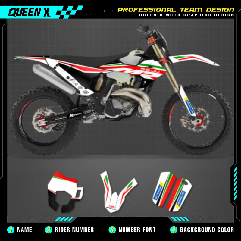 Queen X MOTOR Custom Team Graphics Backgrounds Decals  Stickers Kit For GASGAS GAS GAS Rieju 001