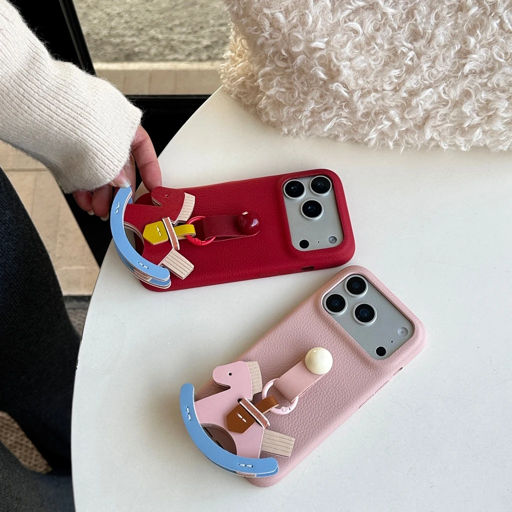 Funda Protectora para Teléfono con Soporte de Anillo de Caballito Mecedor Estereoscópico, a Prueba de Golpes, para iPhone 17 16 15 14 Pro Max
