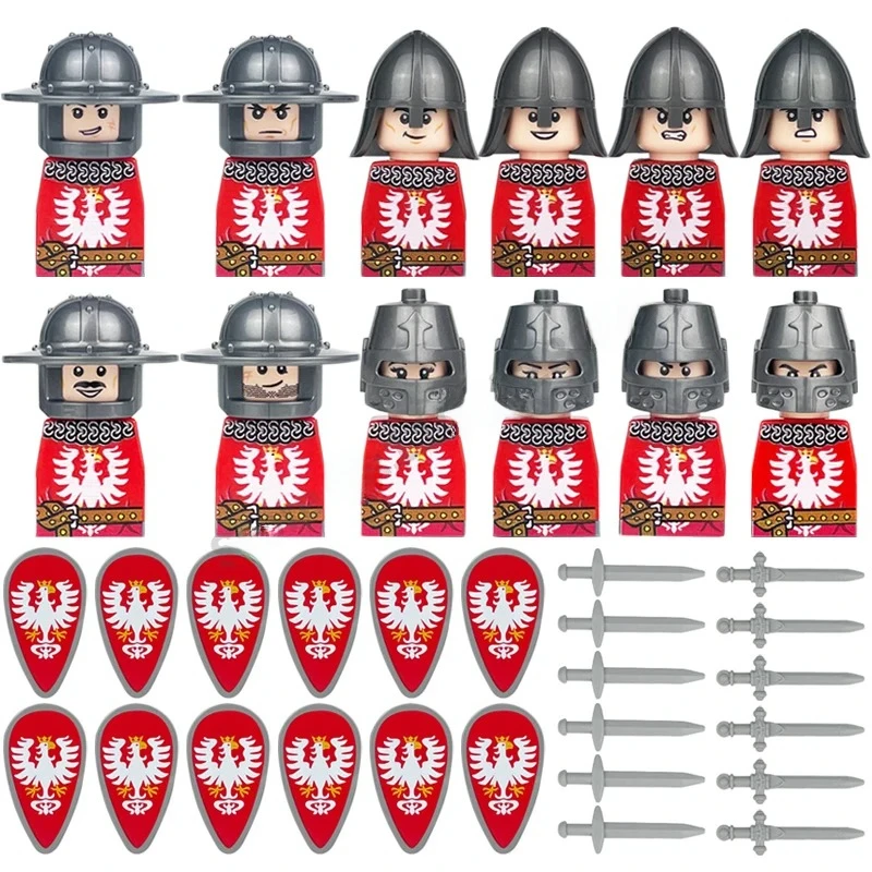 Mittelalterliche Europa-Militärfiguren Bausteine Römische Krieger Soldaten Burg Ritter Königliche Garde König Skelett Legion Bausteine – Detail 10