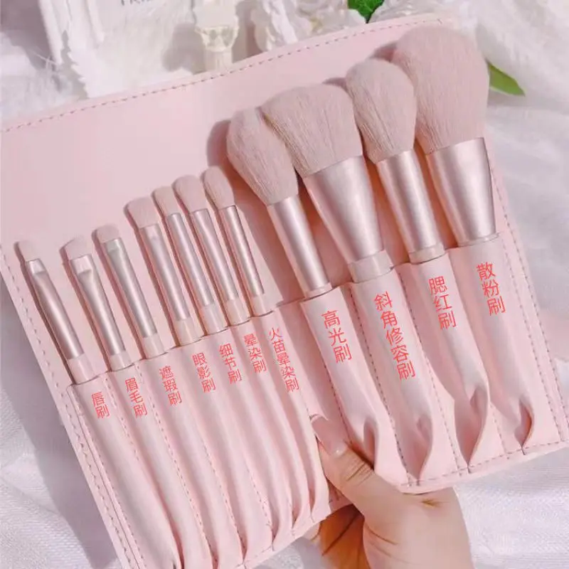 Pinceau de maquillage rose imbibé, brosse spéciale pour ombre à barrage, fard à joues, surbrillance, formation scolaire, 24 filles, haut de gamme