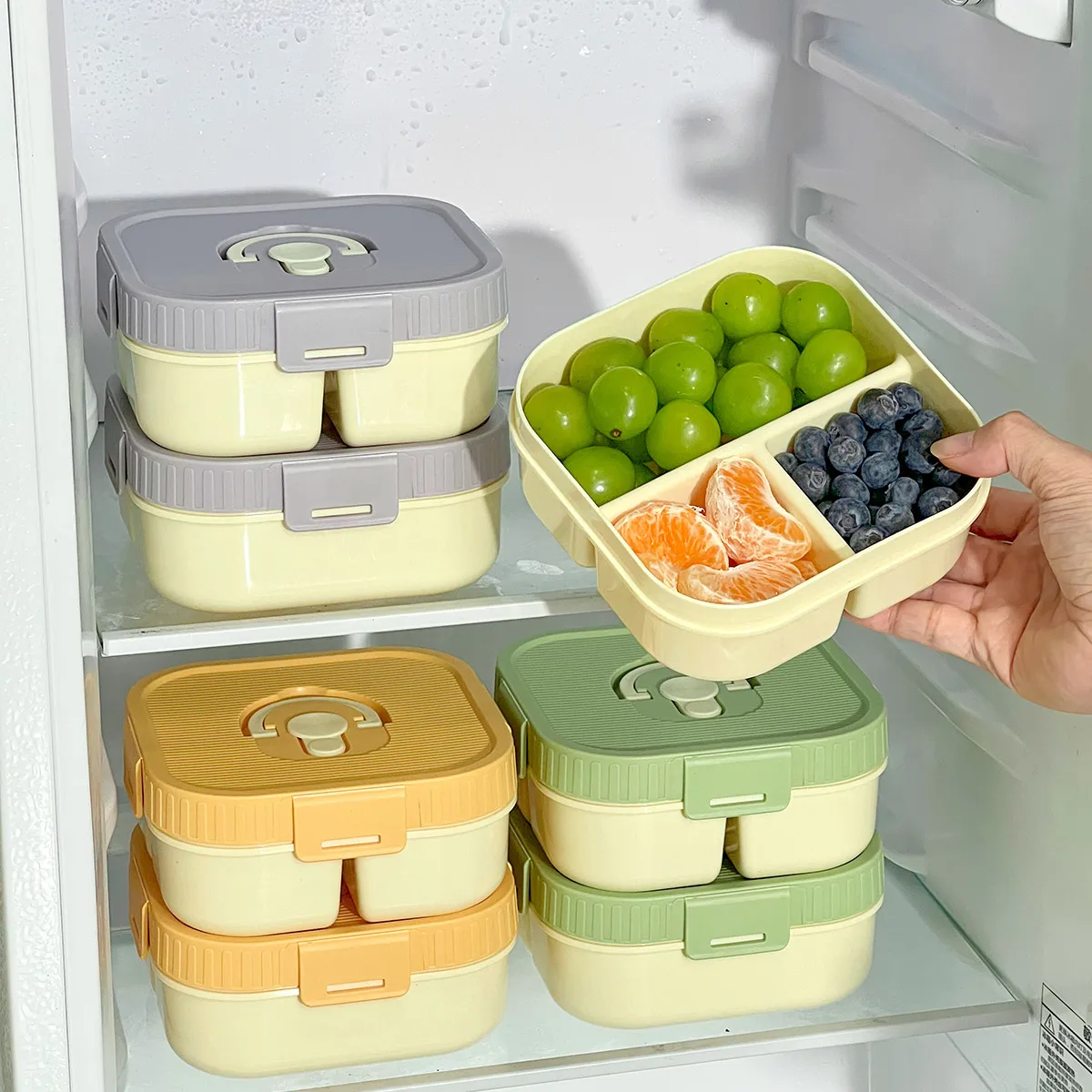 WORTHBUY Tragbare Kunststoff-Lunchbox mit Fach, mikrowellengeeignet, Obstsalat-Lunchbehälter, für Kinder, Studenten, auslaufsichere Bento-Box – Detail 8