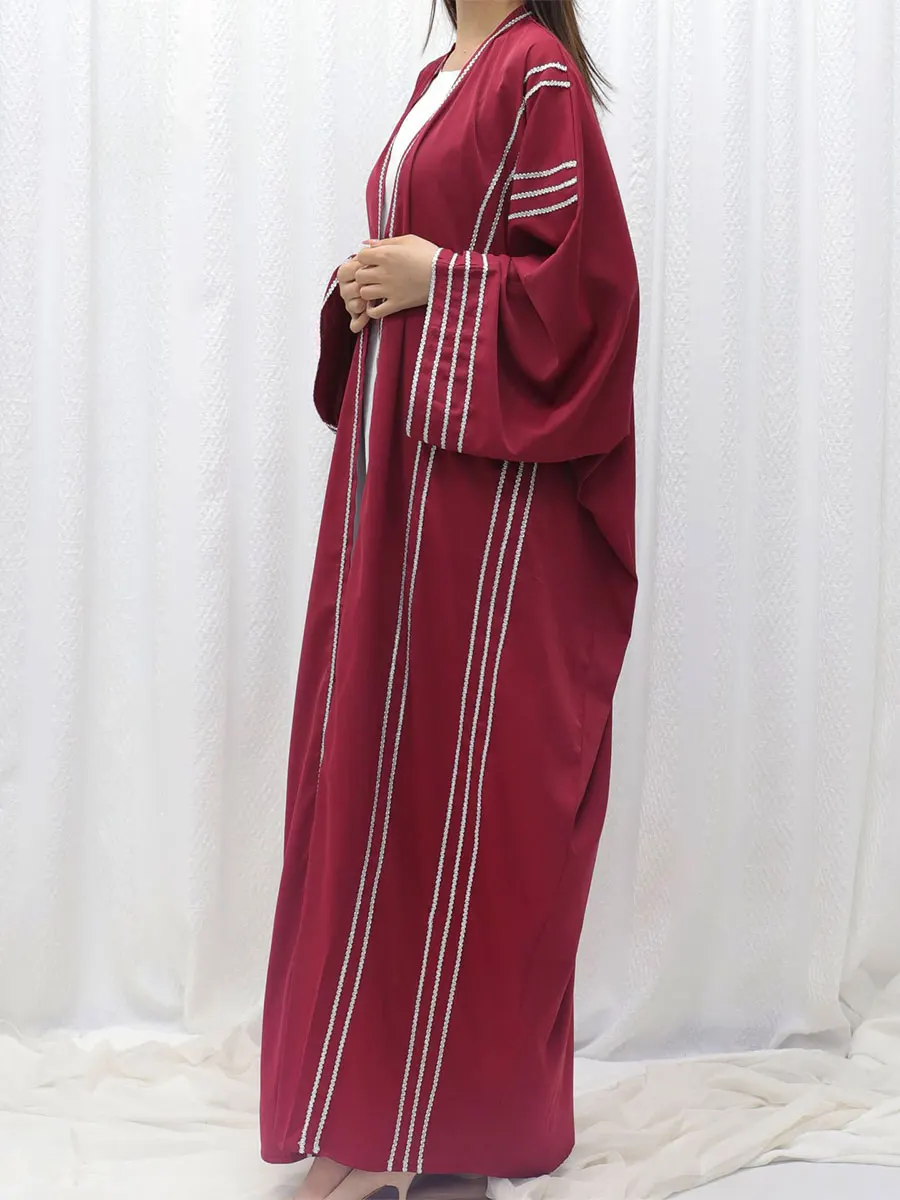 Dubai Open Abaya For Muslim Woman Batwing Sleeve Elegant Casual Loose Saudi Kebaya Moroccan Turkish Fashion Kaftan Cardigan 2024