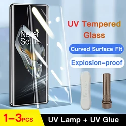 1-3PCS UV Tempered Glass For OnePlus 13 12 11 R 10 9 8 7 7T Pro Full Cover Glue Curing Film For OnePlus Screen Protector