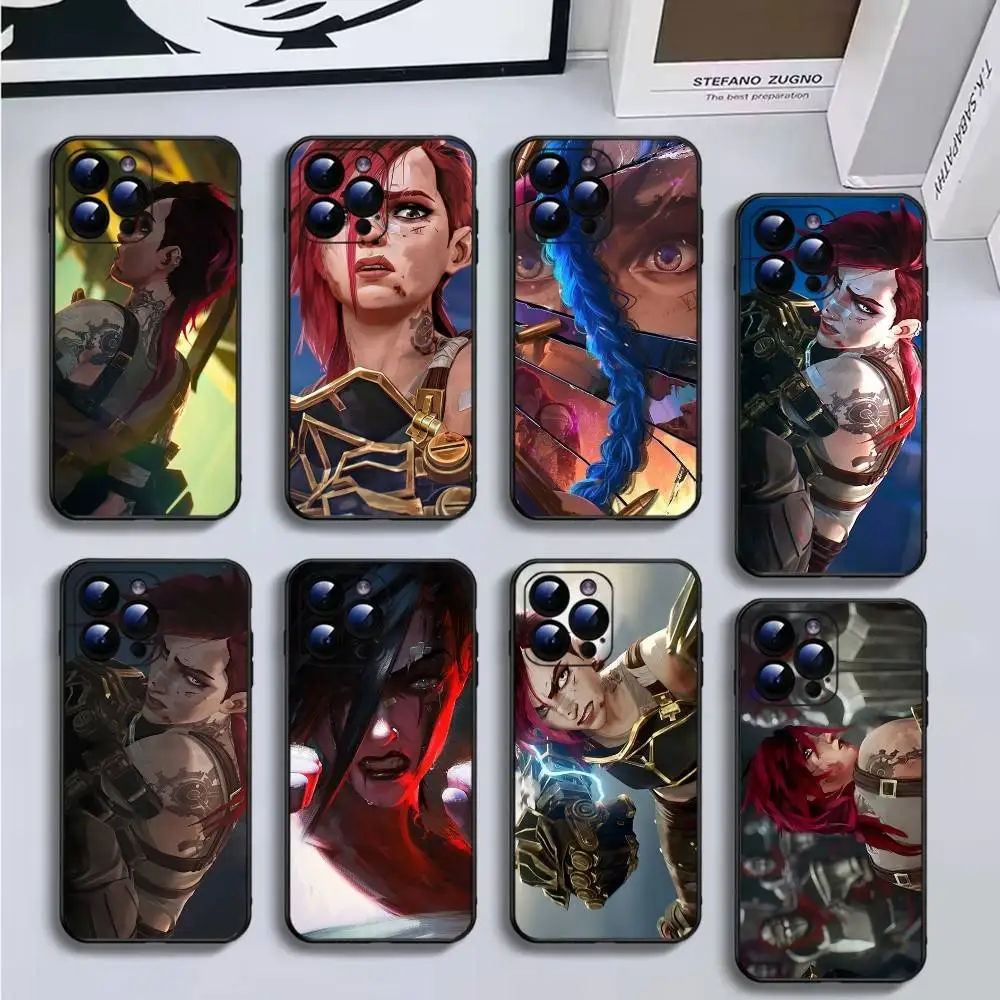

LOL Arcane Vi Phone Case For iPhone16,15,14,13,12,11 Plus,Pro Max,XS,X,XR,SE,Mini,8,7,Soft Silicone Black Cover