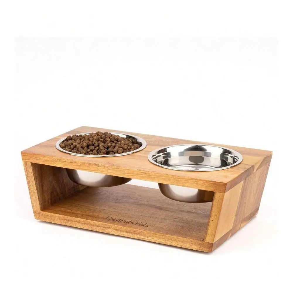 

Миски для собак: высокие приподнятые миски для маленьких собак, набор для еды и воды из акации.