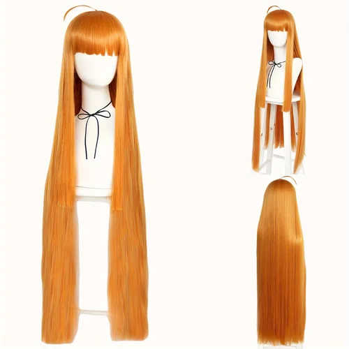 Peluca larga naranja estilo Futaba Sakura para Cosplay de Anime, pelo sintético liso resistente al calor, exposición de cómic y Carnaval de Halloween
