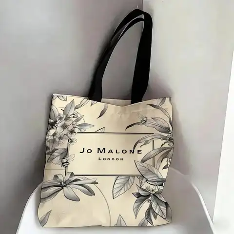 INS Fashion J-Jo M-Malone L-LOGO Storage Bags Canvas Double-Sided Print Fashion Shoulder Tote Shopping Bag Gift Eco Handbags