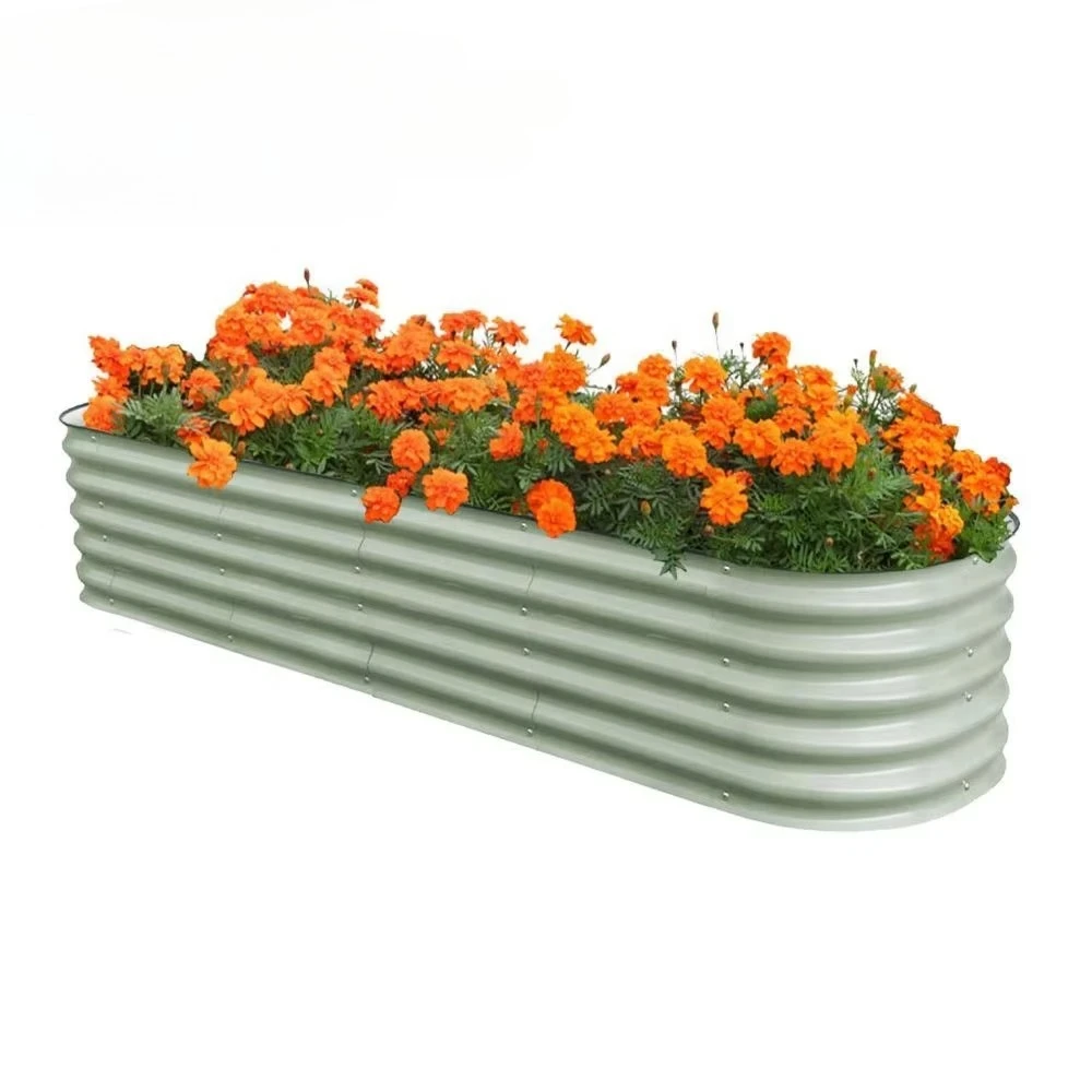 Outdoor Planter Modular Corrugated Galvanized Metal Raised Garden Bed Kit Planter Flower Box for the Garden