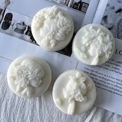 DIY Round Handmade Soap Silicone Mold Girl Face Soap Aroma Candle Mold Silicone Mold for Soap