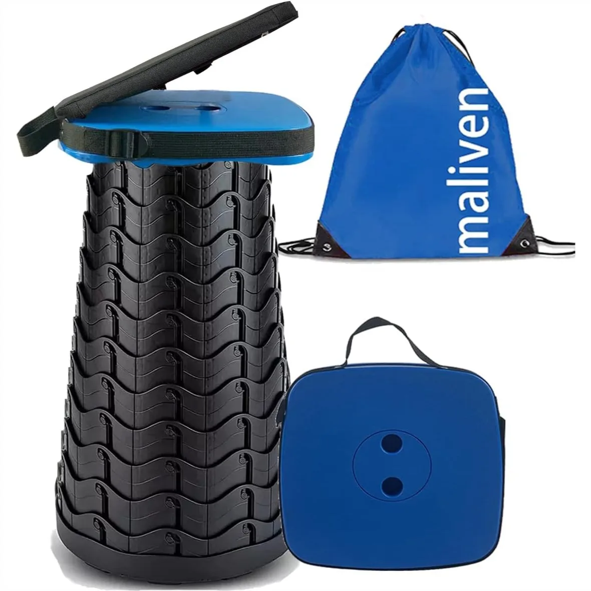 

Collapsible Camping Stool with Cushion & Bag, Portable Telescopic Stool, Lightweight Foldable Stool for Camp Fishing Picnic, Max