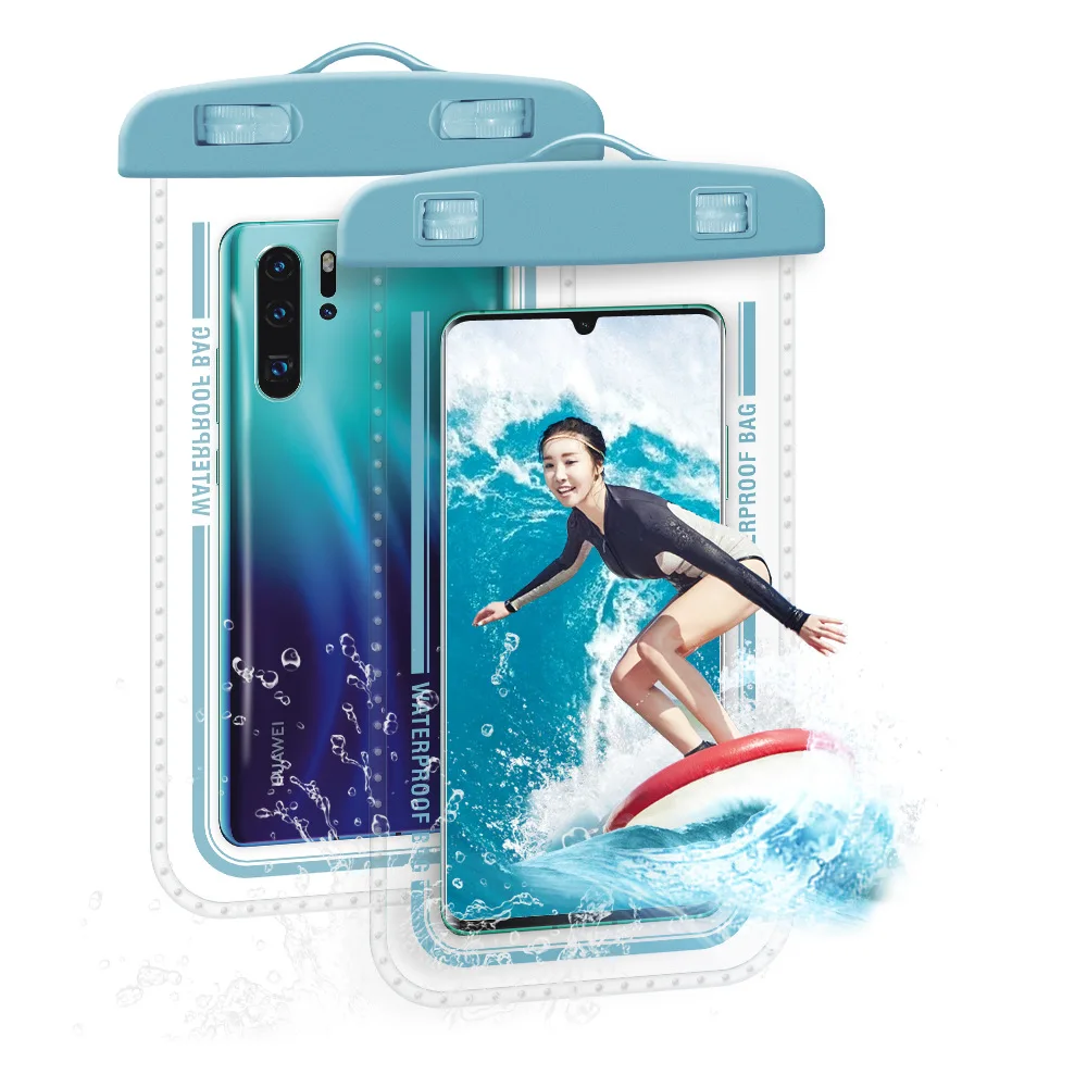 IPX8 30m مقاوم للماء حقيبة الهاتف الحقيبة الحال بالنسبة لابل آيفون Xiaomi سامسونج السباحة الغوص واضح شارة ملموس الحبل