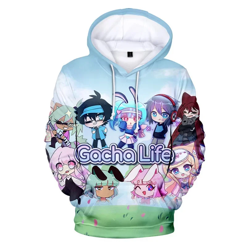 Cartoon Game Gacha Life 3D Printed Hoodies For Men Clothes Kawaii Cute Girls Sweatshirts Casual Kid Pullovers Y2k Tracksuit Tops