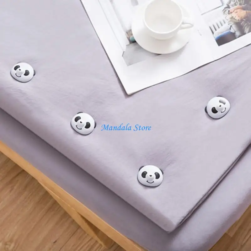 

U2JC 8x Reusable Bed Sheet Clips Panda Quilt Fixing Buckles Non-Slip Quilt Cover Clip