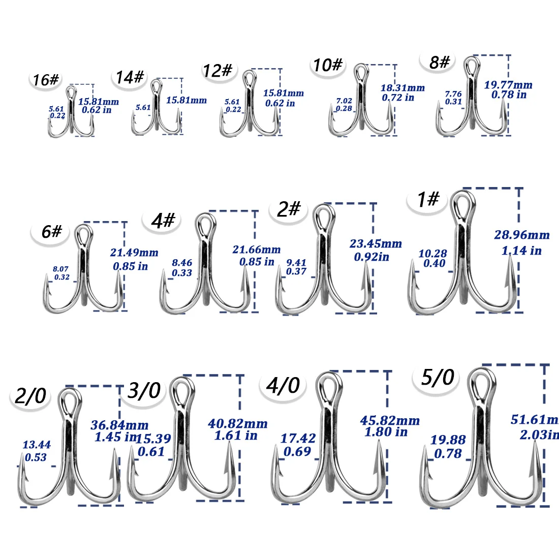 4X Fishing Treble Hooks 10Pcs Strong Round Bend Treble Hooks Crankbaits Spinners Replacement Fishing Hooks Freshwater Fishing