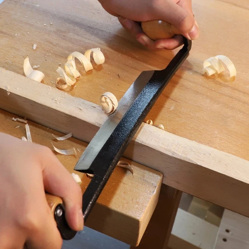 Bark Removalife Professional Draw Cutter Double Wooden Handle Draw Knife Removing Bark Scraper Debarking Woodworking Hand Tool