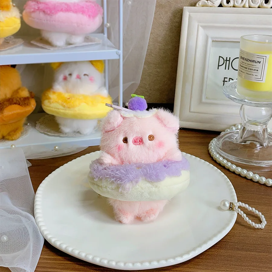 Simpatico ciambella animale portachiavi in peluche portachiavi creativo in peluche cartone animato coniglio / capibara / panda ciondolo borsa in peluche regalo di compleanno