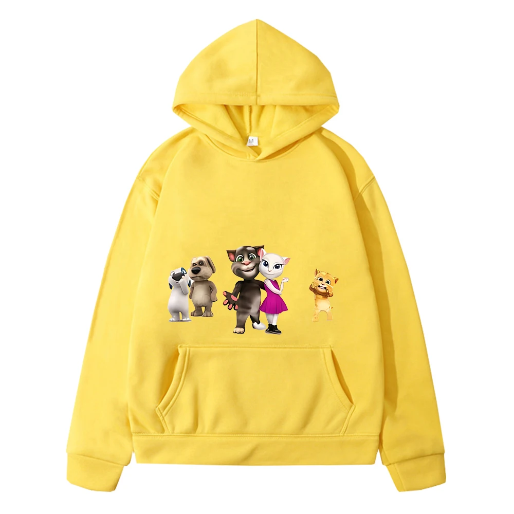 

Осенние толстовки Kawaii Talking tom cat с принтом аниме, флисовая толстовка y2k sudadera, куртка для мальчиков, пуловер, детская одежда для девочек