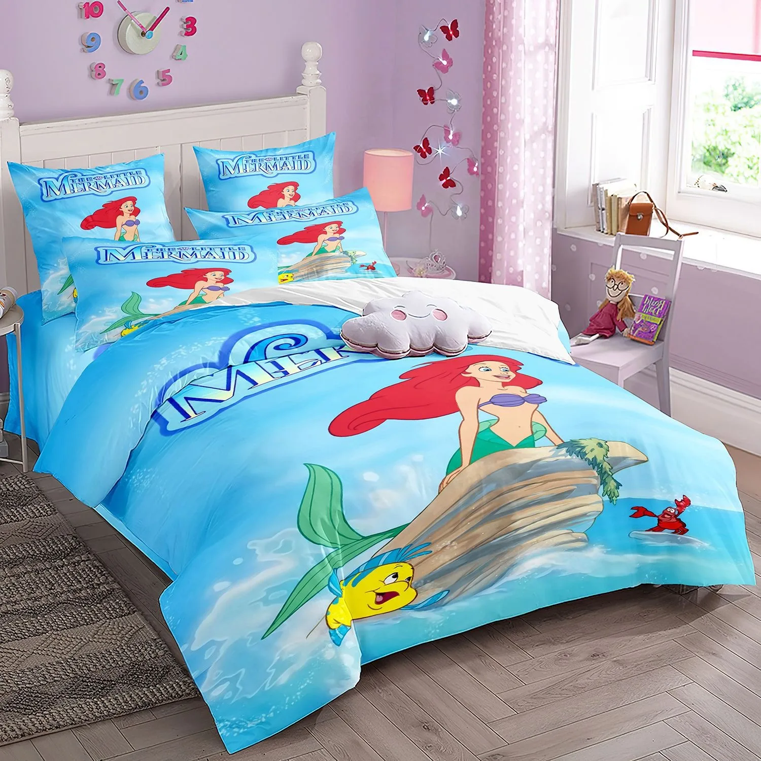 Mermaid Princess Bedding Set,Disney Ariel Princess Duvet Cover,The Little Mermaid Bedding Set for Boy Girl Bedroom Decoration