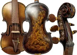 SONG Master 5 strings 4/4 Violin,Bird's eye Maple wood Carved rib neck profession Fiddler One-piece Flame Maple Back