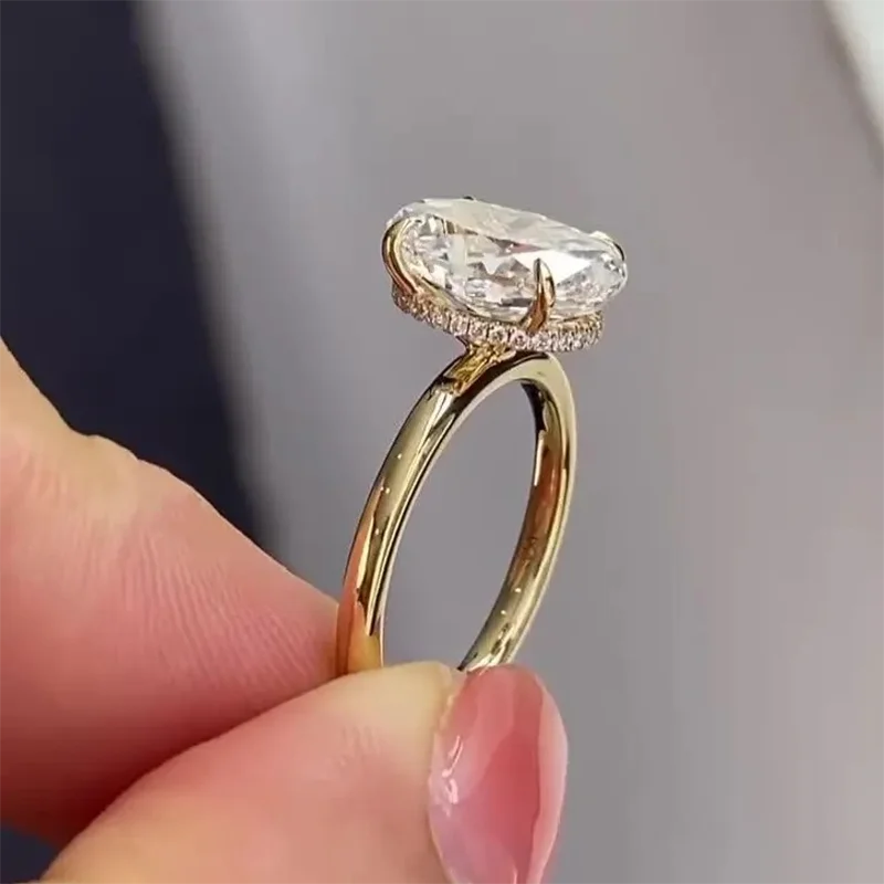 IGI Certified 1-3CT Oval Cut EF / VS Lab Diamond Ring 14K&18K Yellow Gold Dainty Solitaire Wedding Ring Gift For Women