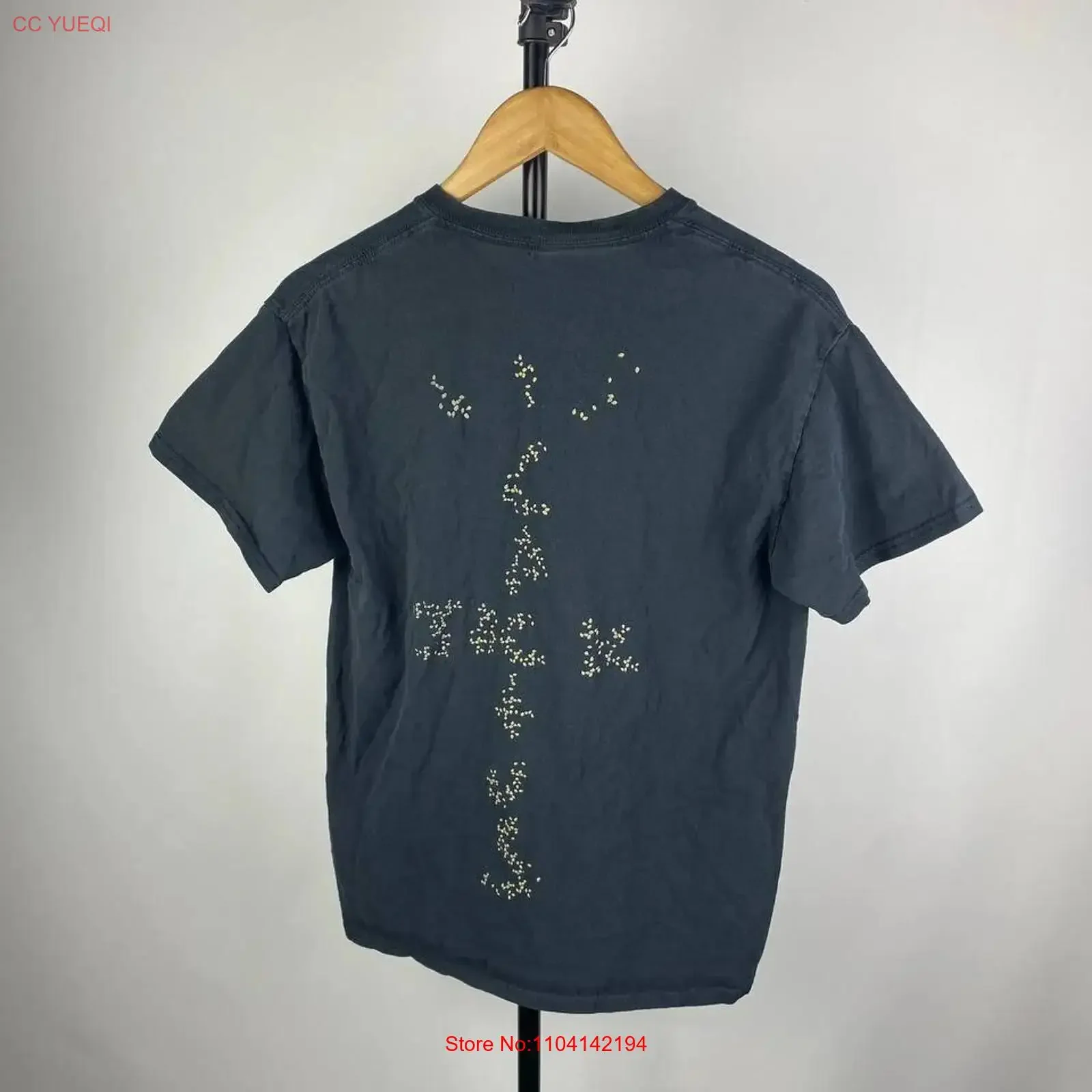 Camiseta Negra para Hombre, Talla Pequeña, con el Logotipo Promocional de Cactus Jack y McDonald's, Estilo Vintage Deslavado, Ligeramente Desgastada, Ropa de Diseñador, Casual