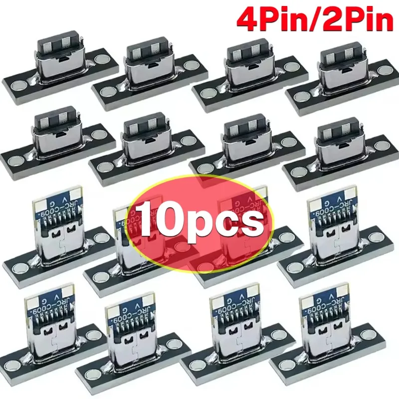

10PCS USB 3.1 Type C Socket with Screw Fixing Plate Type-C USB Jack 3.1 Type-C 2Pin 4Pin Female Connector Jack Charging Port
