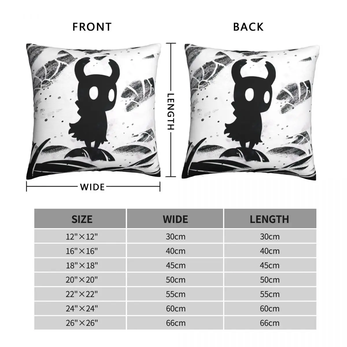 Black And White Hollow Knight Pillowcase Polyester Linen Velvet Printed Zip Decor Bed Cushion Case