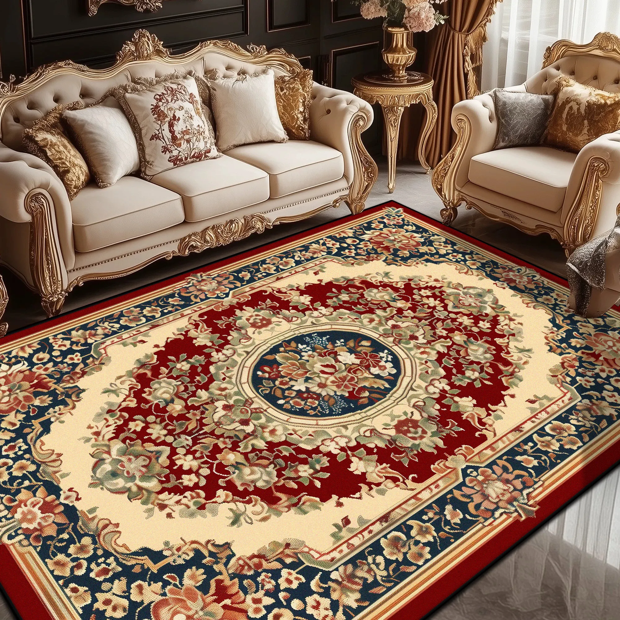 

European Style Luxury Living Room Carpet Persian Home Decor Bedroom Bedside Soft Floor Mat Lounge Coffee Tables Non-slip Rug