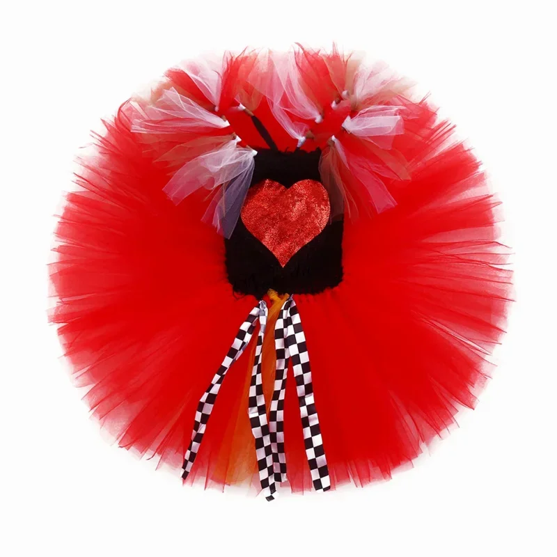 Disfraz de Reina de Corazones de Alicia para niños, disfraz de Reina Roja en el país de las Maravillas, disfraz de corona para niñas, vestido de fiesta de cumpleaños y Halloween V