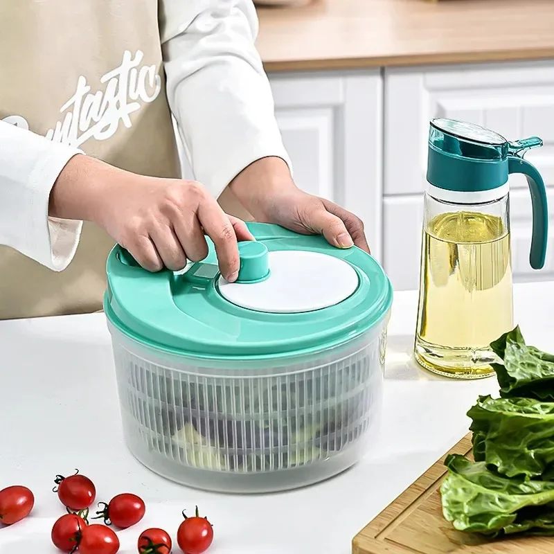 New Vegetables Dryer Salad Spinner Fruits Basket Vegetables Washer Dryer Fruit Drainer Lettuce Spinner Colander Kitchen Tools