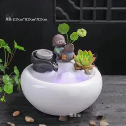 Creative Desktop Waterfall Waterer Fish Tank Landscape Decor Pet Fountain Ceramic Cat Water Fountain Indoor Decor Zen Drinker