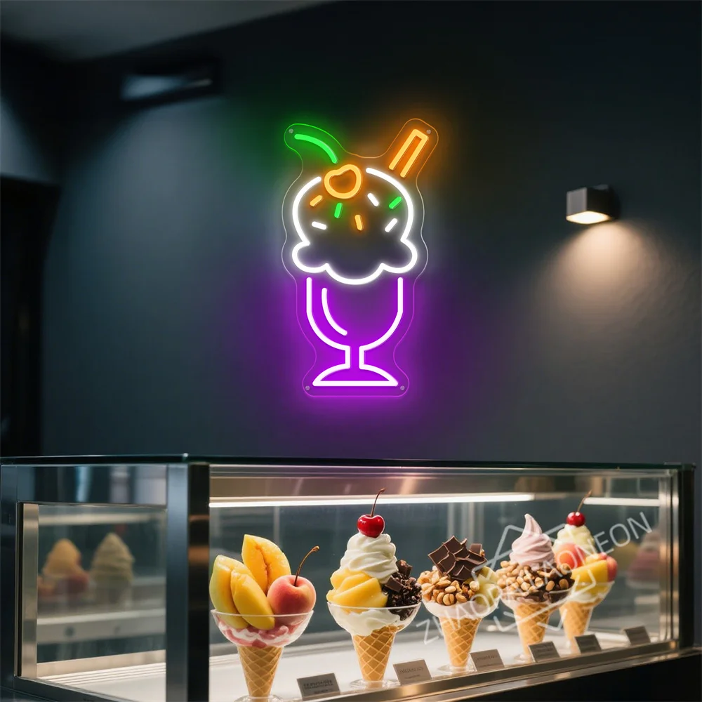 Ice Cream Neon Sign for Wall Decor Led Neon Sign Ice Cream Shop Birthday Party Bedroom Bar Drink Shop Wall Decor Neon Light - view 4