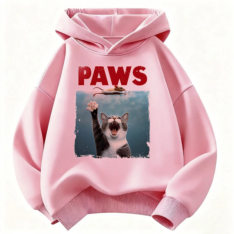 Happy Cat Manga Kinder Katzen-Sweatshirt Niedlicher Harajuku Hoodie für Jungen Mädchen Herbst Winter Lässige Kapuzenpullover