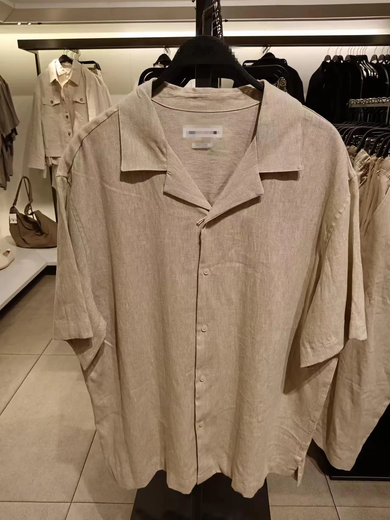 

Spring New Men's Cuban Collar Pure Linen Loose Casual ort Sve irt Stand Fit Daily Wear Cool Fabric Lightweight