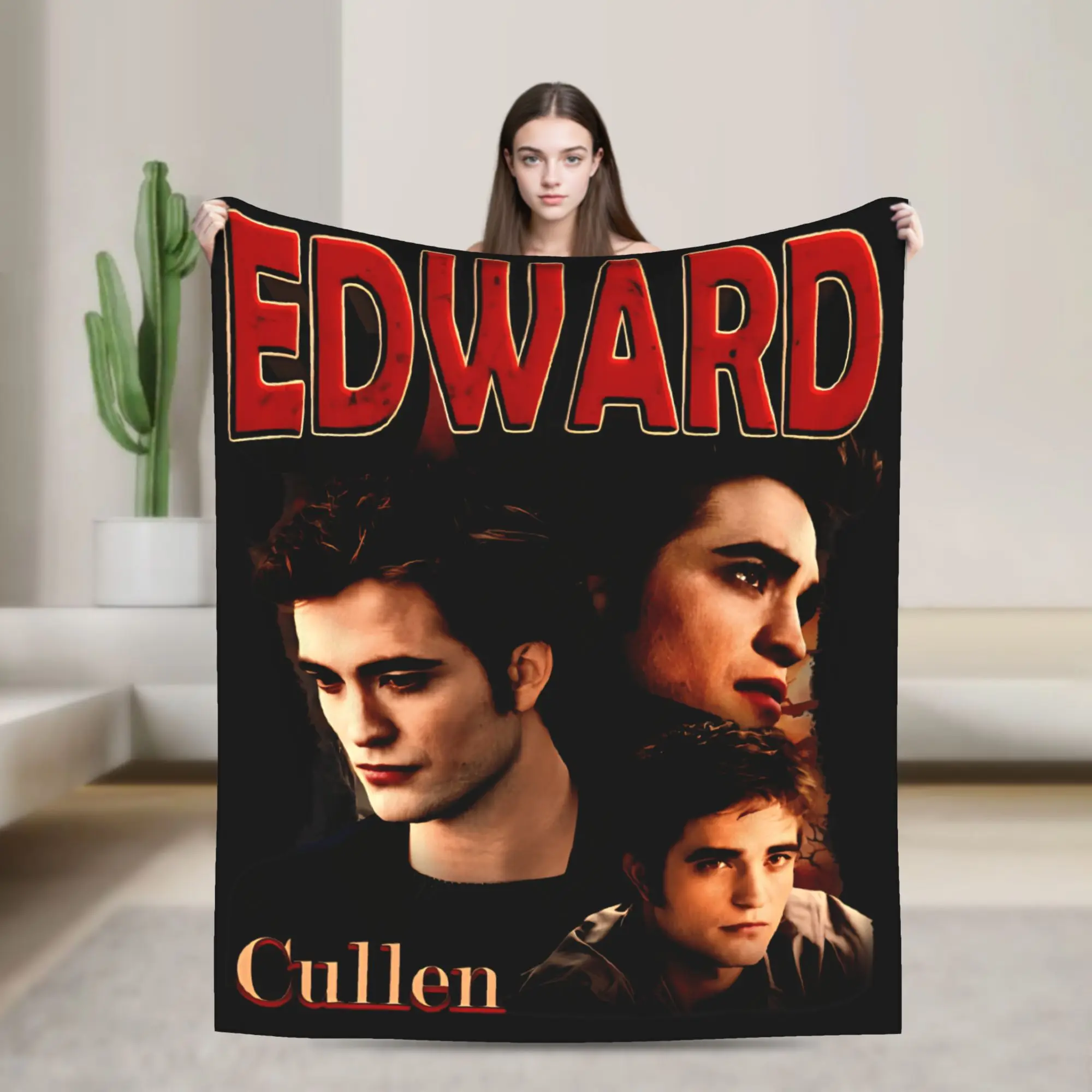 Edward Cullen Flannel Blanket Winter Robert Pattinson Super Warm Bedding Throws for Home Decor Pattern Bedspread Sofa Bed Cover