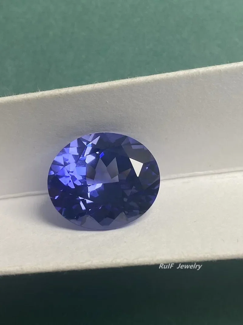 Ruif Customized Oval 14x16mm 16ct Cornflower Blue Tanzanite Color Lab Grown Sapphire Gemstone for Fine Jewelry Making