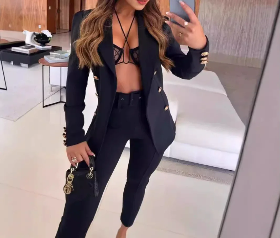 

Blazer Coat Women Clothing 2024 Autumn and Winter New Style Lapel Bubble Long Sleeved Stylish Y2k Suit Jacket Top for Female