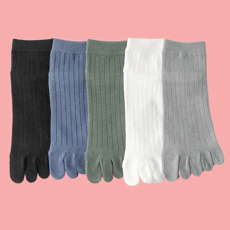 5/10 Pairs Men's Summer Five Finger Socks Thin Cotton Toe Socks With Separate Fingers Low Cut Ankle Sports Casual Socks