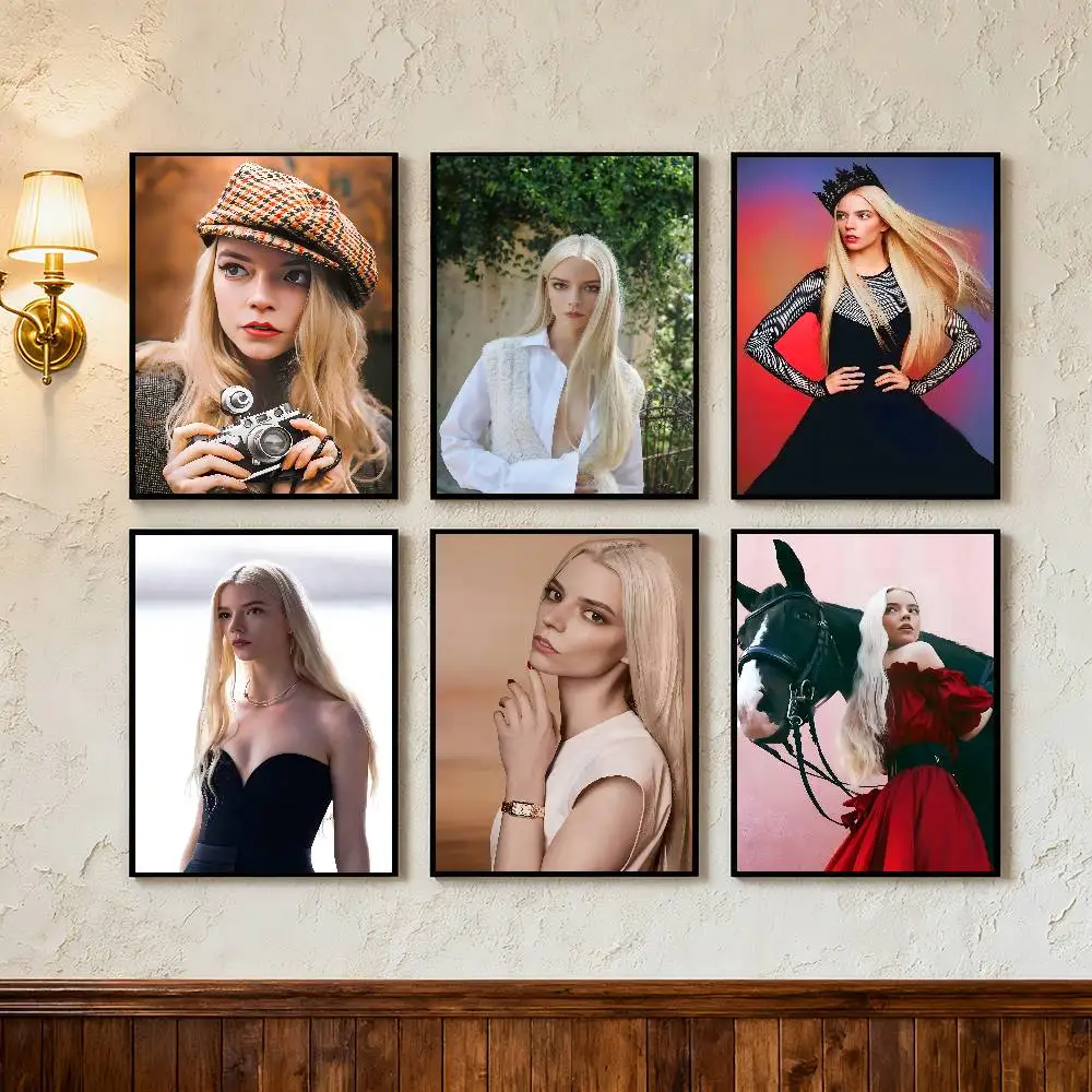 أنثى نجمة أنيا تايلور الفرح ملصق فني ذاتي اللصق مقاوم للماء ورقة ملصق مقهى بار غرفة جدار ديكور