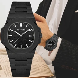 2024 Business Men Quart Watch Fashion Frosted Stainless Steel PINTIME  Band Watches Casual Waterproof Luminous Wristwatch Reloj